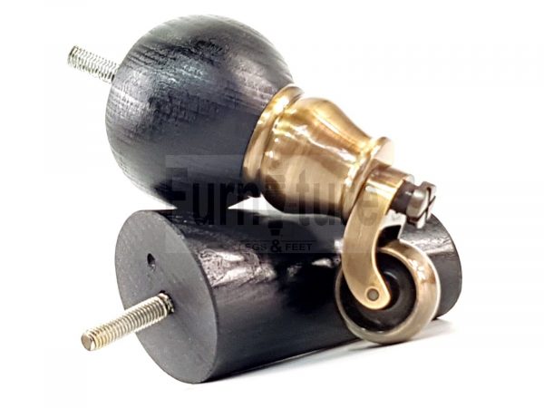 4x Turned Wood Furniture Chair Settee Legs M8 Sofa Feet 2x With Castors 118mm - Image 11