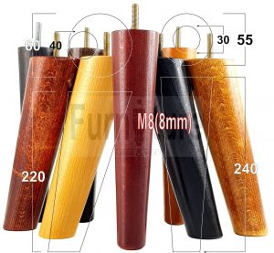 4x Turned Wood Furniture Settee Leg M8 Replacement Feet Chairs Stools Sofa 240mm