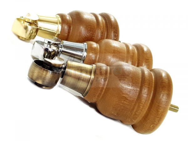 4x Turned Wood Furniture Sofa Legs M8 Replacement Feet With Castors 155mm High - Image 6