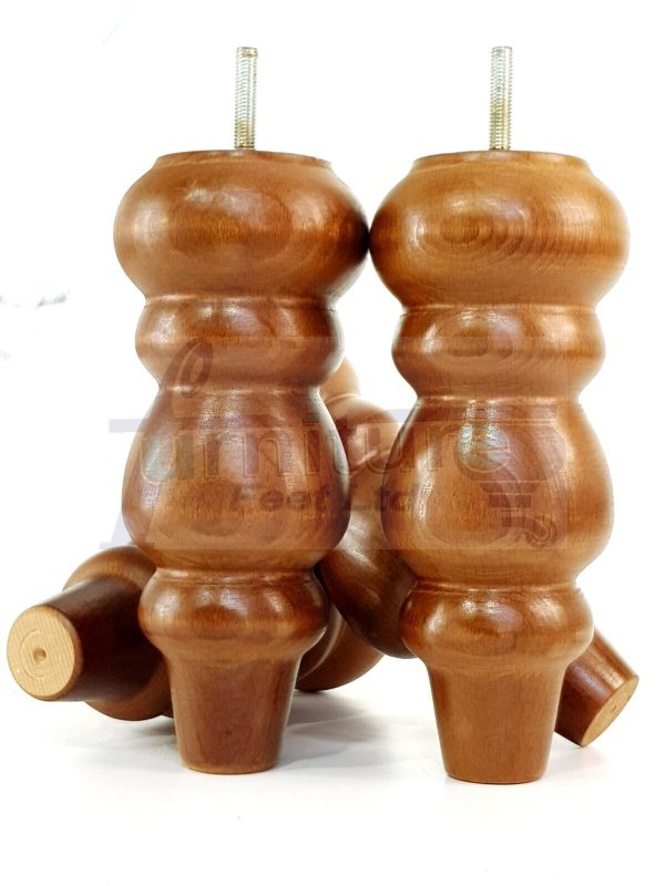 4x Turned Wood Repacement Furniture Leg Brown M8 Sofa Chair Settee Feet 200mm - Image 5