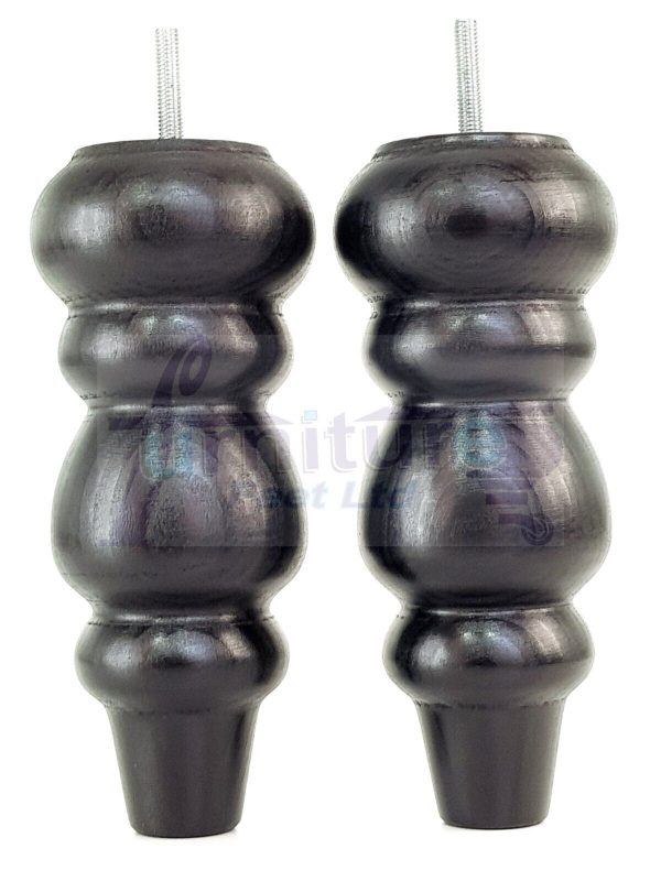 4x Turned Wood Repacement Furniture Legs Black M8 Sofa Chair Settee Feet 200mm - Image 3