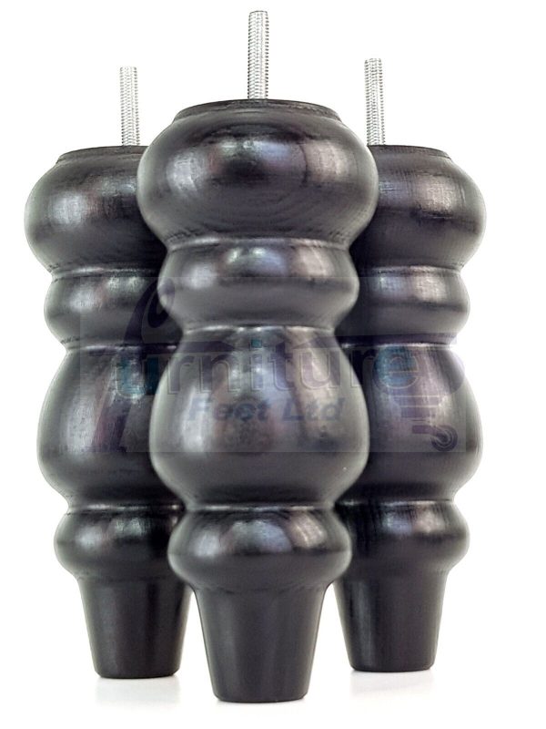 4x Turned Wood Repacement Furniture Legs Black M8 Sofa Chair Settee Feet 200mm - Image 9
