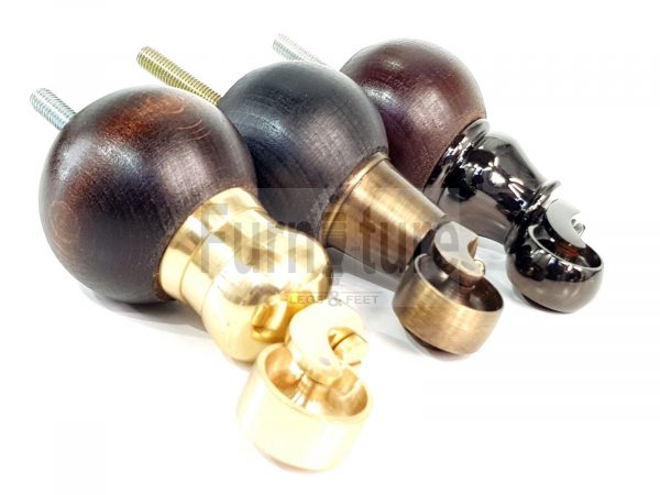 4x Turned Wood with Brass Castor Furniture Chair Settee Legs M8 Sofa Feet 118mm - Image 13