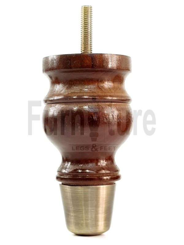 4x Turned Wooden Furniture Leg Brass Slipper Cup Sofa, Chair Feet 110mm High M8 - Image 4