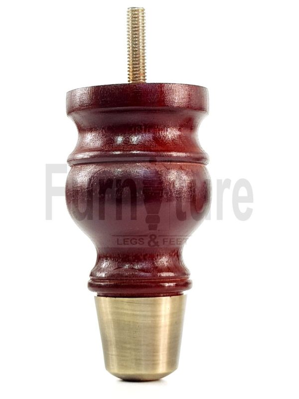 4x Turned Wooden Furniture Leg Brass Slipper Cup Sofa, Chair Feet 110mm High M8 - Image 4