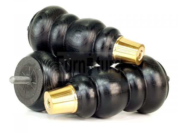 4x Turned Wooden Furniture Leg Brass Slipper Cup Sofa, Chair Feet 160mm High M8 - Image 11