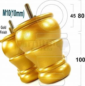 4x WOOD BUN FEET GOLD REPLACEMENT FURNITURE LEGS  SOFA, CHAIR, FOOTSTOOL M10