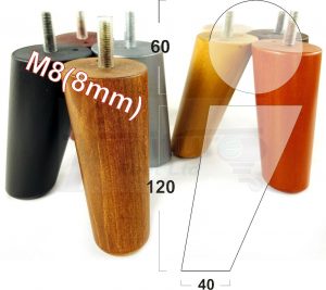 4x WOOD FURNITURE CHAIR LEGS M8(8mm) REPLACEMENT SOFA / SETTEE FEET 120mm HIGH