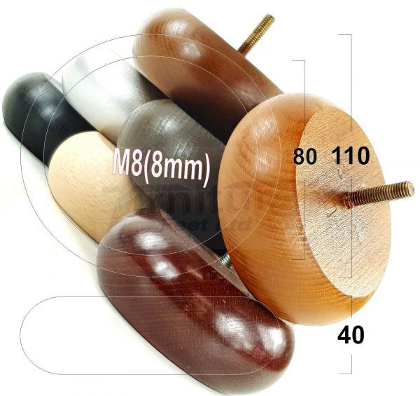 4x WOOD FURNITURE CHAIR LEGS M8(8mm) REPLACEMENT SOFA / SETTEE FEET 40mm HIGH - Image 7