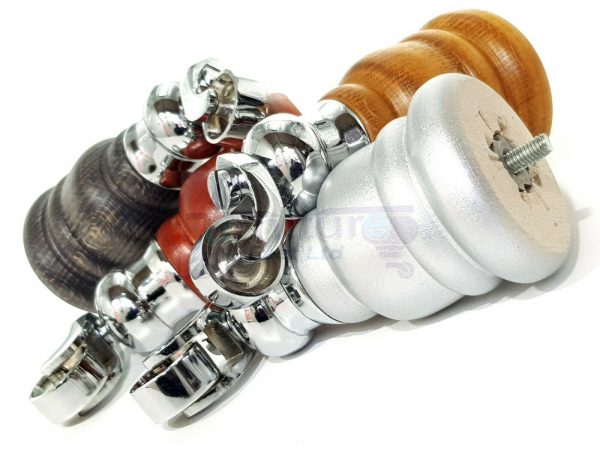 4x WOOD FURNITURE LEGS M8 REPLACEMENT CHROME CAULDRON CASTOR FEET 165mm HIGH - Image 3