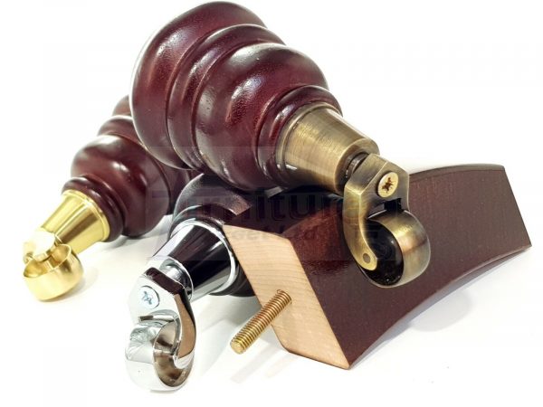 4x WOOD FURNITURE SOFA LEGS M8 REPLACEMENT CHAIR FEET 2 WITH CASTORS 165mm HIGH - Image 5