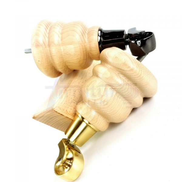 4x WOOD FURNITURE SOFA LEGS M8 REPLACEMENT CHAIR FEET 2 WITH CASTORS 165mm HIGH - Image 3