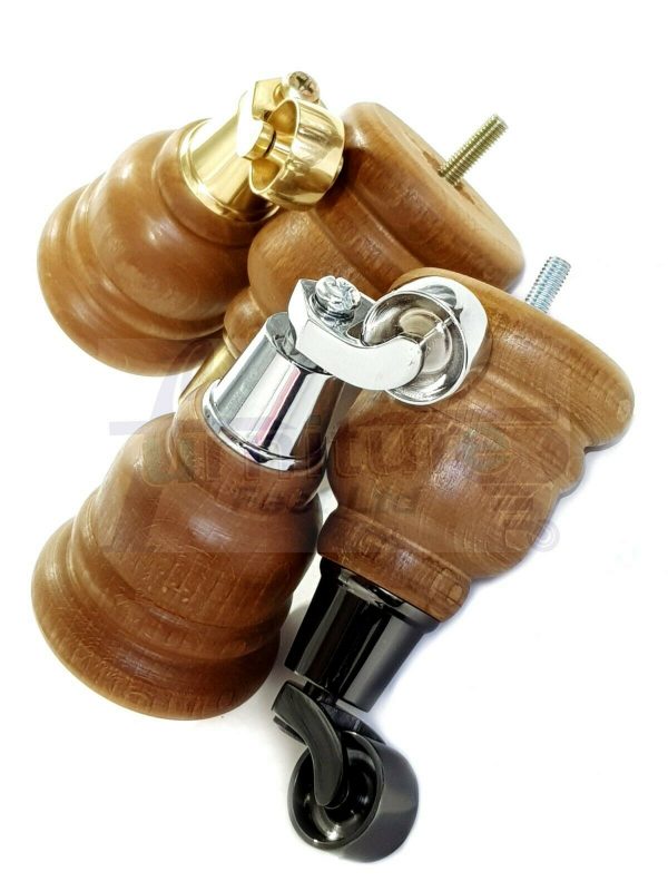 4x WOOD FURNITURE SOFA LEGS M8(8mm) REPLACEMENT CHAIR WITH CASTORS 165mm HIGH - Image 7