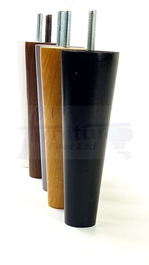 4x WOOD REPLACEMENT FURNITURE CHAIR LEG M10(10mm) TAPERED SETTEE FEET 150mm HIGH - Image 3