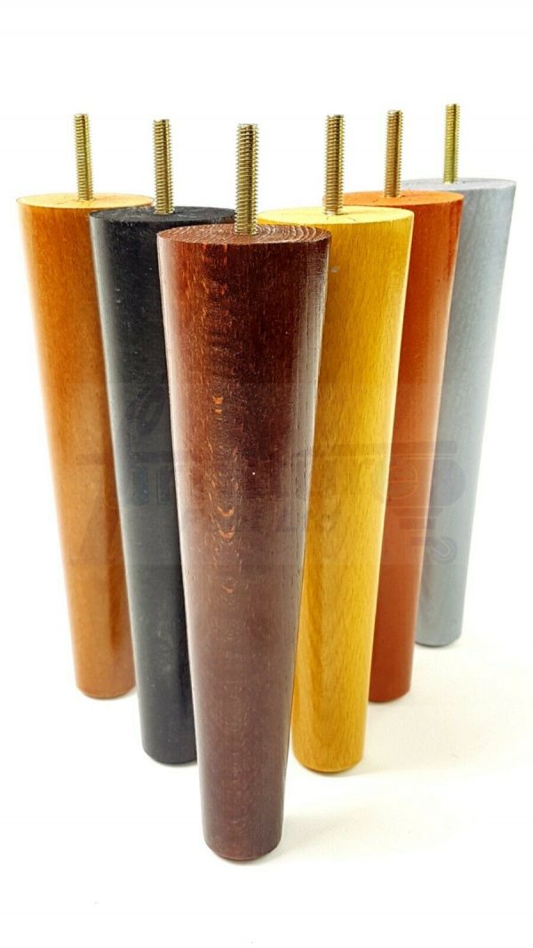 4x WOOD REPLACEMENT FURNITURE CHAIR LEG M10(10mm) TAPERED SETTEE FEET 200mm HIGH - Image 4