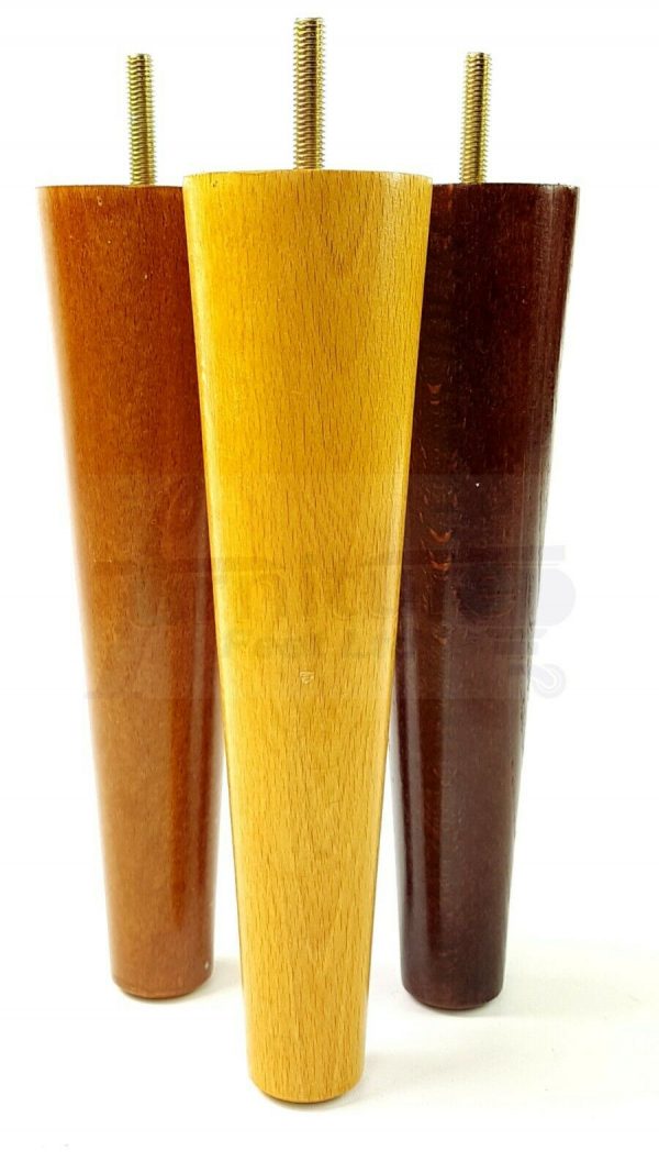 4x WOOD REPLACEMENT FURNITURE CHAIR LEG M10(10mm) TAPERED SETTEE FEET 200mm HIGH - Image 5