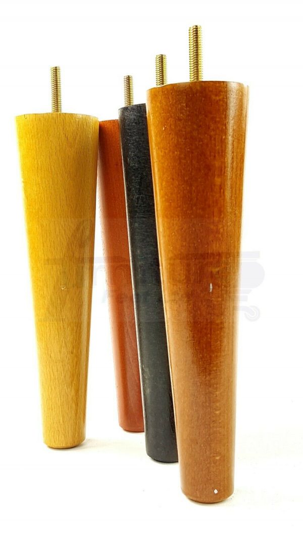 4x WOOD REPLACEMENT FURNITURE CHAIR LEG M10(10mm) TAPERED SETTEE FEET 200mm HIGH - Image 7