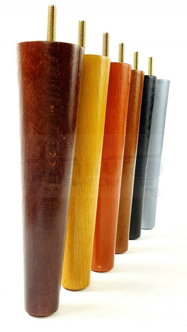 4x WOOD REPLACEMENT FURNITURE CHAIR LEG M10(10mm) TAPERED SETTEE FEET 200mm HIGH - Image 8