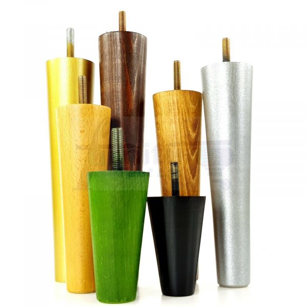 4x WOOD REPLACEMENT FURNITURE CHAIR LEG M8(8mm) TAPERED SETTEE FEET 150mm HIGH - Image 10