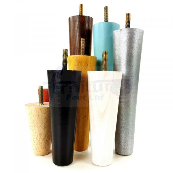 4x WOOD REPLACEMENT FURNITURE CHAIR LEG M8(8mm) TAPERED SETTEE FEET 150mm HIGH - Image 11