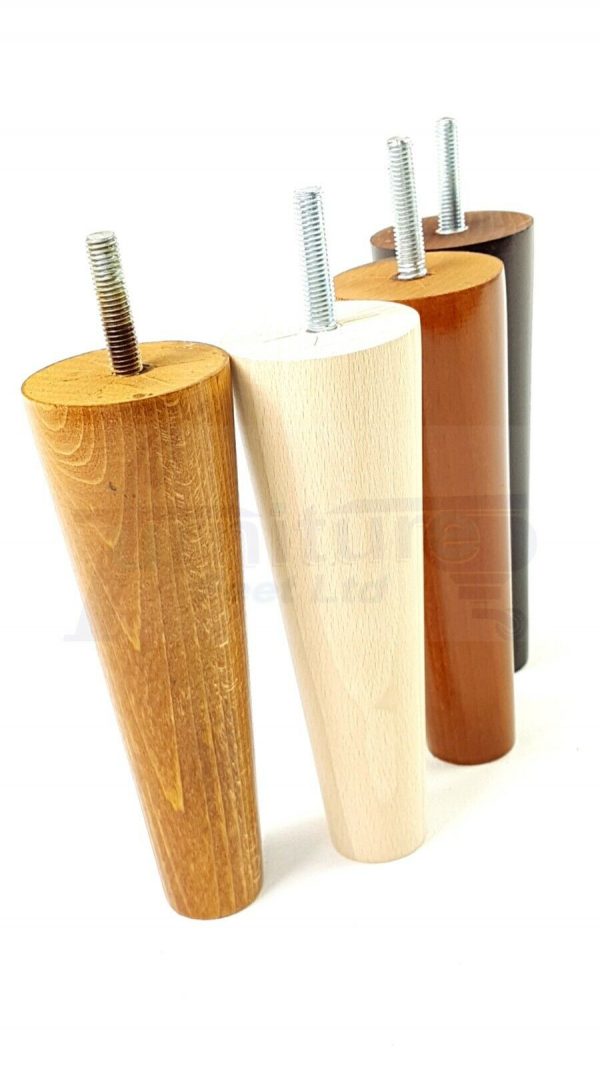 4x WOOD REPLACEMENT FURNITURE CHAIR LEG M8(8mm) TAPERED SETTEE FEET 150mm HIGH - Image 6