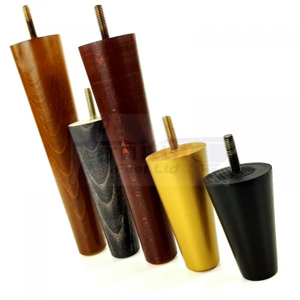4x WOOD REPLACEMENT FURNITURE CHAIR LEG M8(8mm) TAPERED SETTEE FEET 160mm HIGH - Image 11