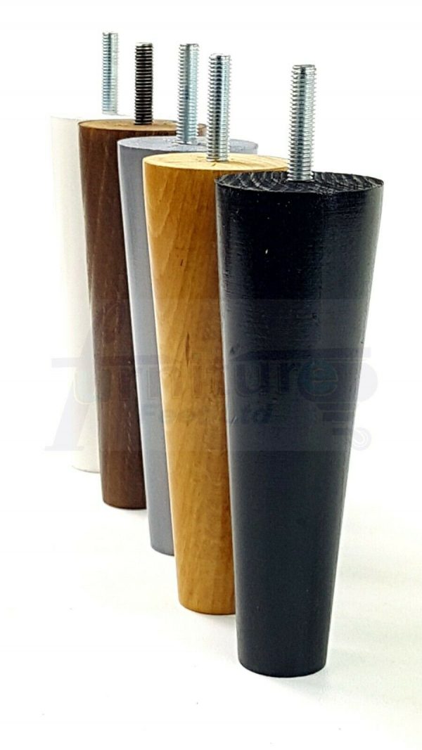 4x WOOD REPLACEMENT FURNITURE CHAIR LEG M8(8mm) TAPERED SETTEE FEET 160mm HIGH - Image 3