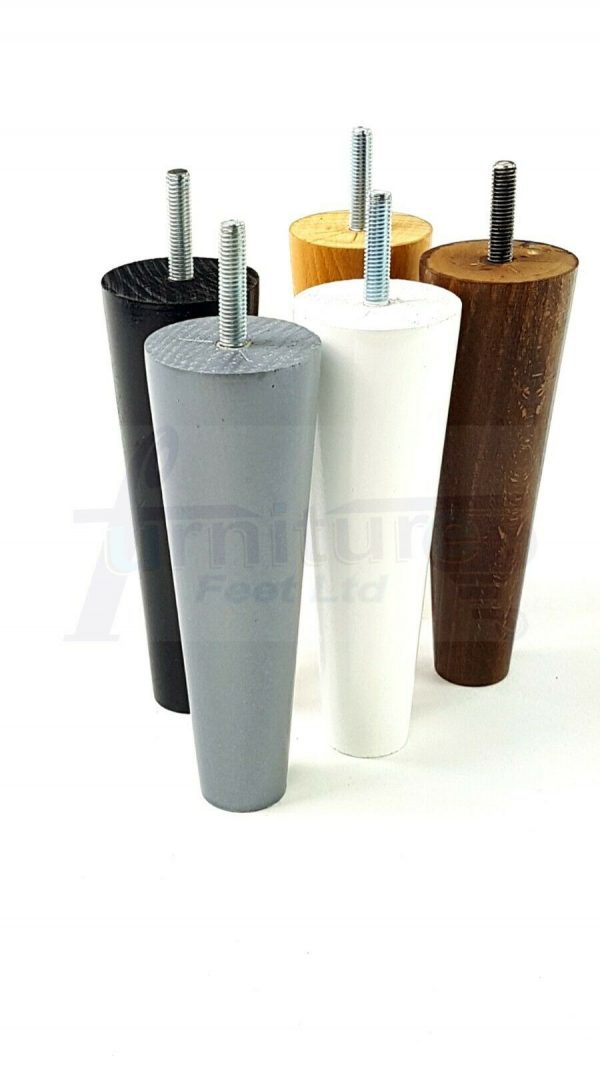 4x WOOD REPLACEMENT FURNITURE CHAIR LEG M8(8mm) TAPERED SETTEE FEET 160mm HIGH - Image 4