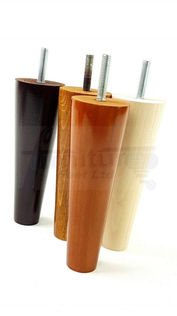 4x WOOD REPLACEMENT FURNITURE CHAIR LEG M8(8mm) TAPERED SETTEE FEET 160mm HIGH - Image 7