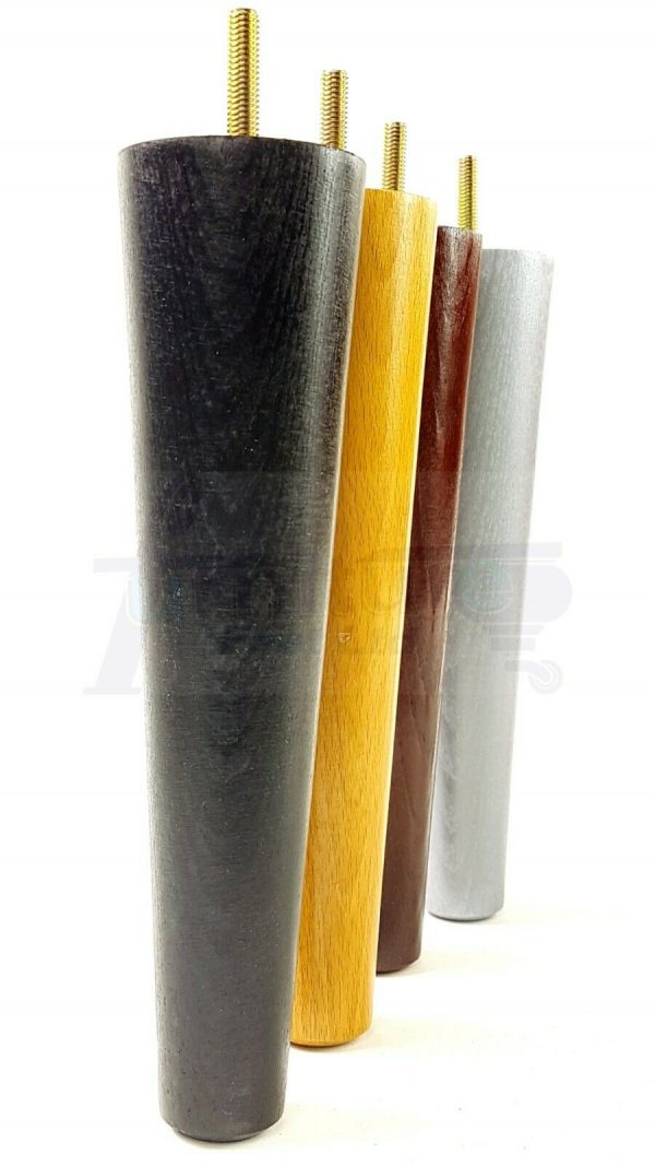 4x WOOD REPLACEMENT FURNITURE CHAIR LEG M8(8mm) TAPERED SETTEE FEET 180mm HIGH - Image 4