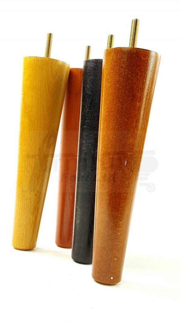 4x WOOD REPLACEMENT FURNITURE CHAIR LEG M8(8mm) TAPERED SETTEE FEET 180mm HIGH - Image 5