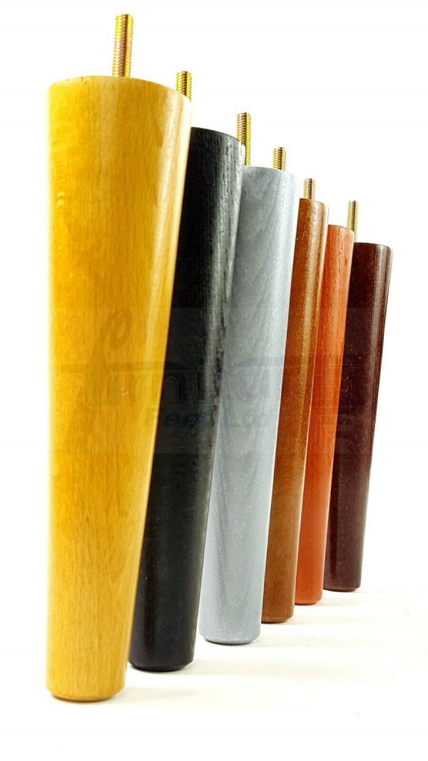 4x WOOD REPLACEMENT FURNITURE CHAIR LEG M8(8mm) TAPERED SETTEE FEET 180mm HIGH - Image 6