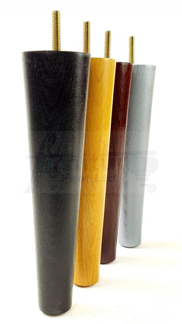 4x WOOD REPLACEMENT FURNITURE CHAIR LEG M8(8mm) TAPERED SETTEE FEET 200mm HIGH - Image 5