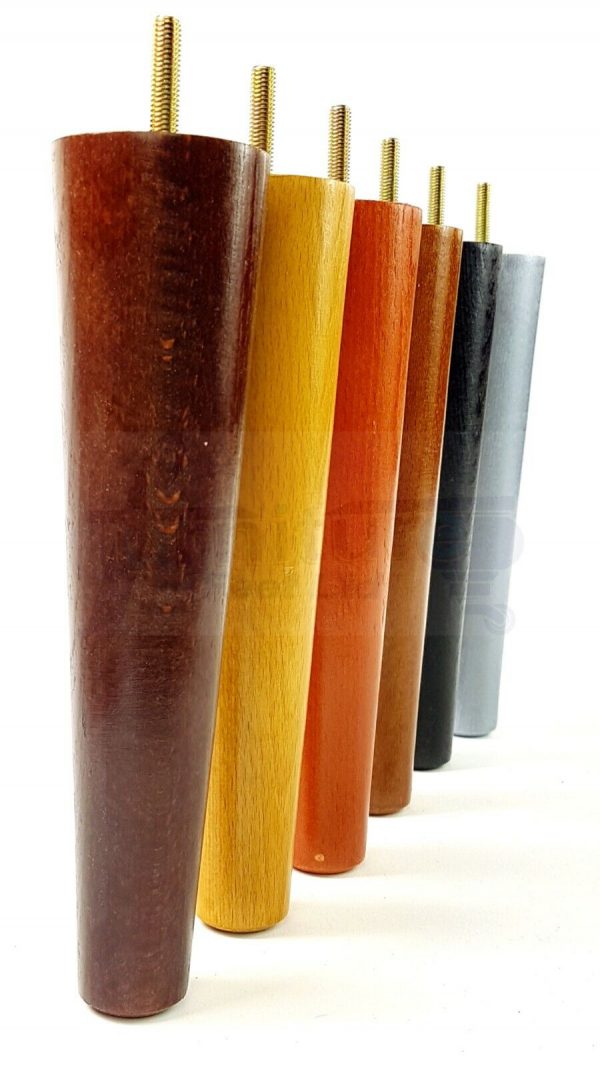 4x WOOD REPLACEMENT FURNITURE CHAIR LEG M8(8mm) TAPERED SETTEE FEET 200mm HIGH - Image 6