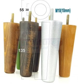 4x WOOD REPLACEMENT FURNITURE CHAIR LEGS M10(10mm) SOFA - SETTEE FEET 135mm HIGH