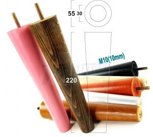 4x WOOD REPLACEMENT FURNITURE CHAIR LEGS M10(10mm) SOFA - SETTEE FEET 220mm HIGH