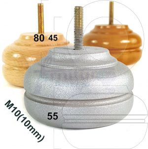 4x WOOD REPLACEMENT FURNITURE CHAIR LEGS M10(10mm) SOFA - SETTEE FEET 55mm HIGH
