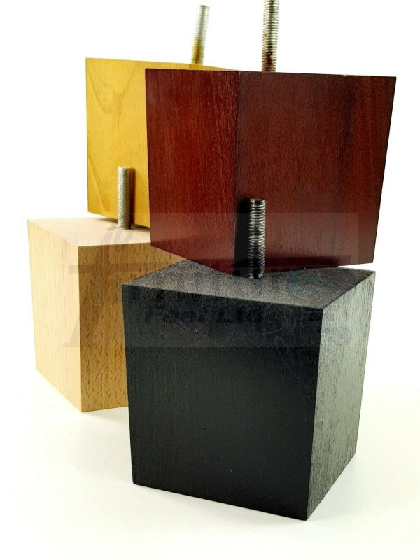 4x WOOD REPLACEMENT FURNITURE CHAIR LEGS M10(10mm) SOFA - SETTEE FEET 90mm HIGH - Image 3
