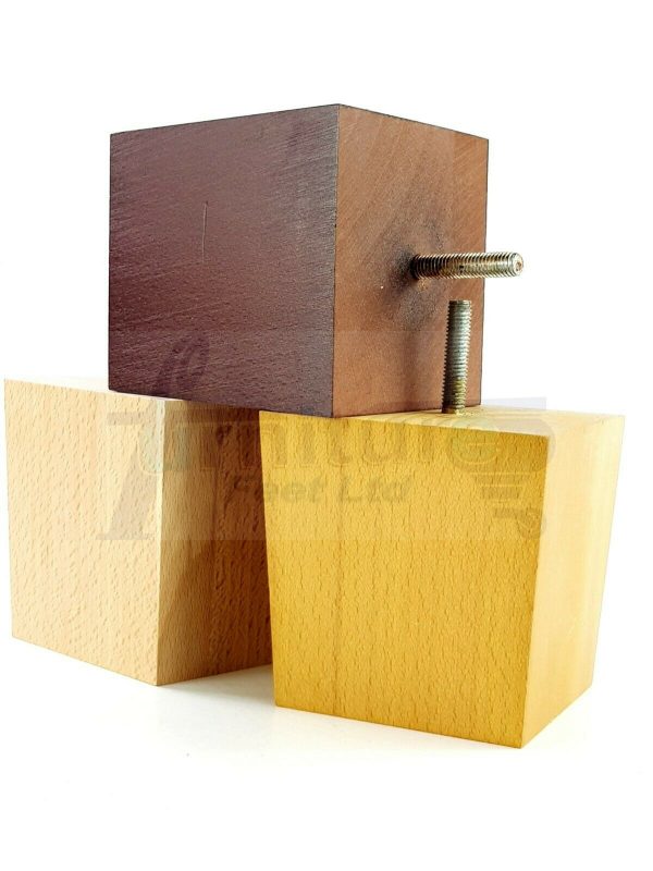 4x WOOD REPLACEMENT FURNITURE CHAIR LEGS M10(10mm) SOFA - SETTEE FEET 90mm HIGH - Image 5