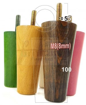 4x WOOD REPLACEMENT FURNITURE CHAIR LEGS M8(8mm) SOFA - SETTEE FEET 100mm HIGH