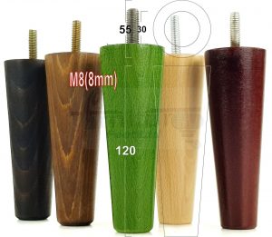 4x WOOD REPLACEMENT FURNITURE CHAIR LEGS M8(8mm) SOFA - SETTEE FEET 120mm HIGH
