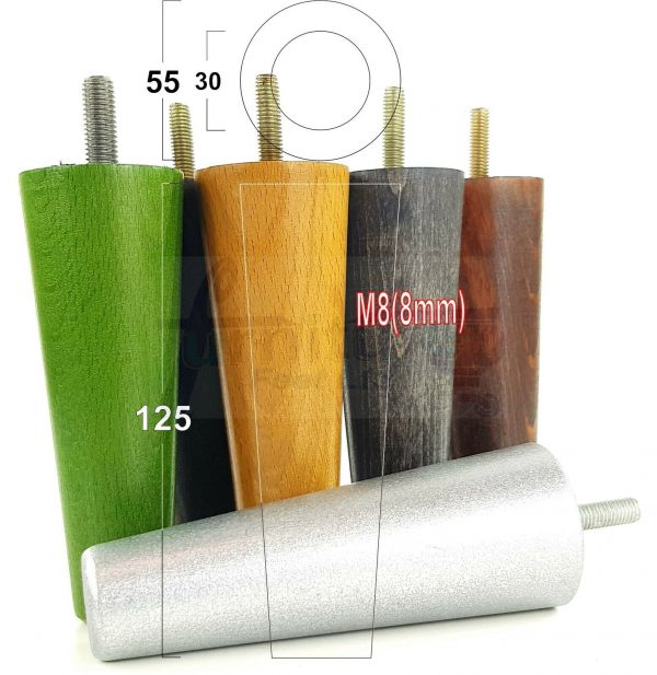 4x WOOD REPLACEMENT FURNITURE CHAIR LEGS M8(8mm) SOFA - SETTEE FEET 125mm HIGH