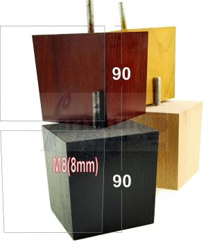 4x WOOD REPLACEMENT FURNITURE CHAIR LEGS M8(8mm) SOFA - SETTEE FEET 90mm HIGH