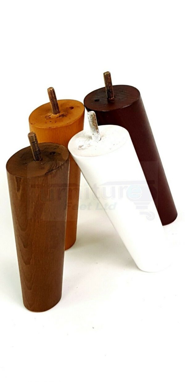 4x WOODEN ANGLED SOFA LEGS 150mm High CHAIR FURNITURE REPLACEMENT FEET M8(8mm) - Image 3
