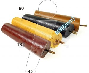 4x WOODEN ANGLED SOFA LEGS 180mm High CHAIR FURNITURE REPLACEMENT FEET M8(8mm)
