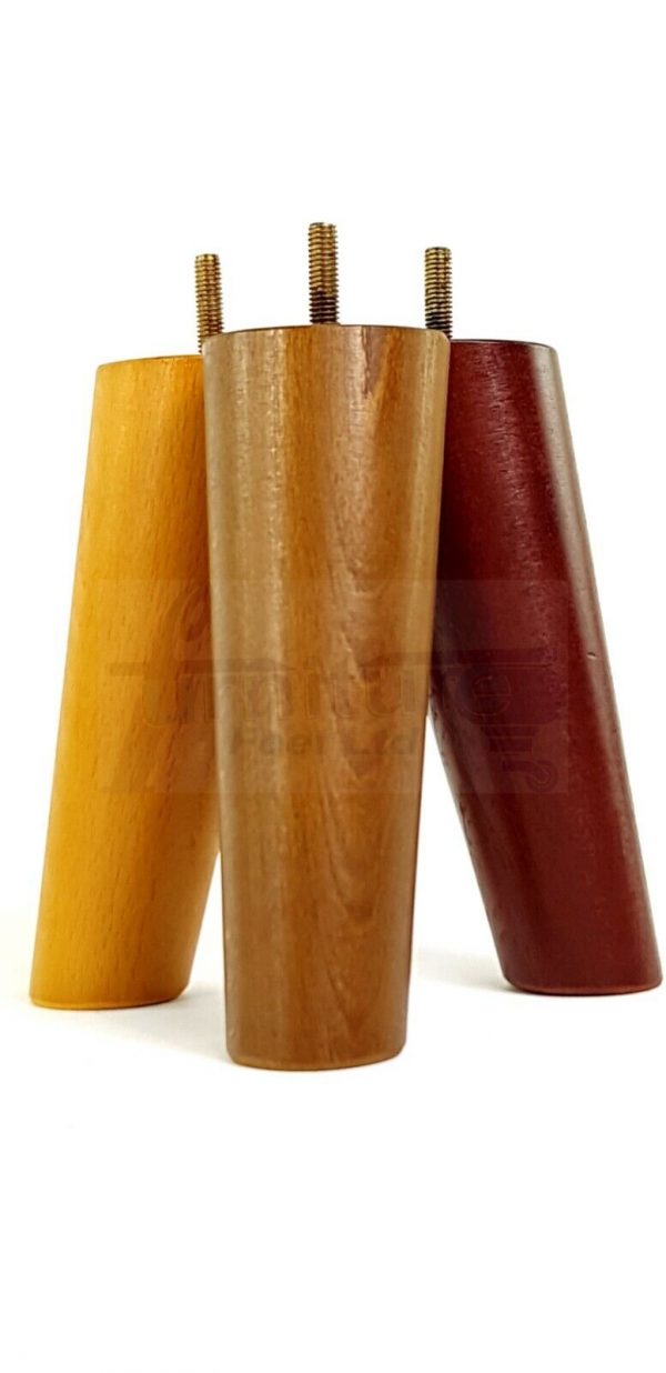 4x WOODEN ANGLED SOFA LEGS 180mm High CHAIR FURNITURE REPLACEMENT FEET M8(8mm) - Image 3