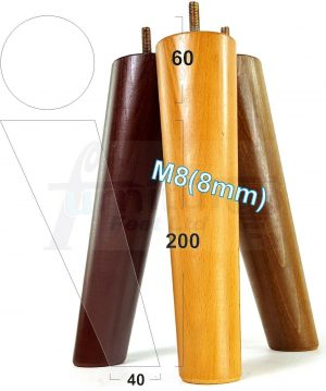 4x WOODEN ANGLED SOFA LEGS 200mm High CHAIR FURNITURE REPLACEMENT FEET M8(8mm)