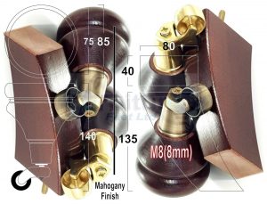 4x WOODEN FURNITURE LEGS M8 REPLACEMENT FEET 2 WITH CASTORS 150mm HIGH MAHOGANY