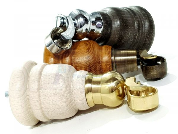 4x WOODEN FURNITURE LEGS M8(8mm) CHAIR REPLACEMENT BRASS CASTOR FEET 155mm HIGH - Image 11