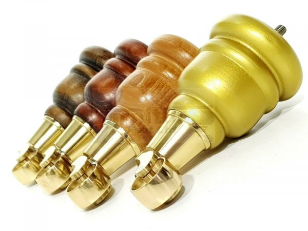 4x WOODEN FURNITURE LEGS M8(8mm) CHAIR REPLACEMENT BRASS CASTOR FEET 155mm HIGH - Image 7
